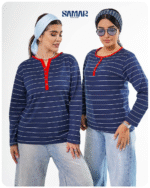 بلوز قاپکنما راه راه دورس کد 00201149