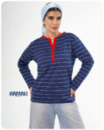 بلوز قاپکنما راه راه دورس کد 00201149 - Image 2